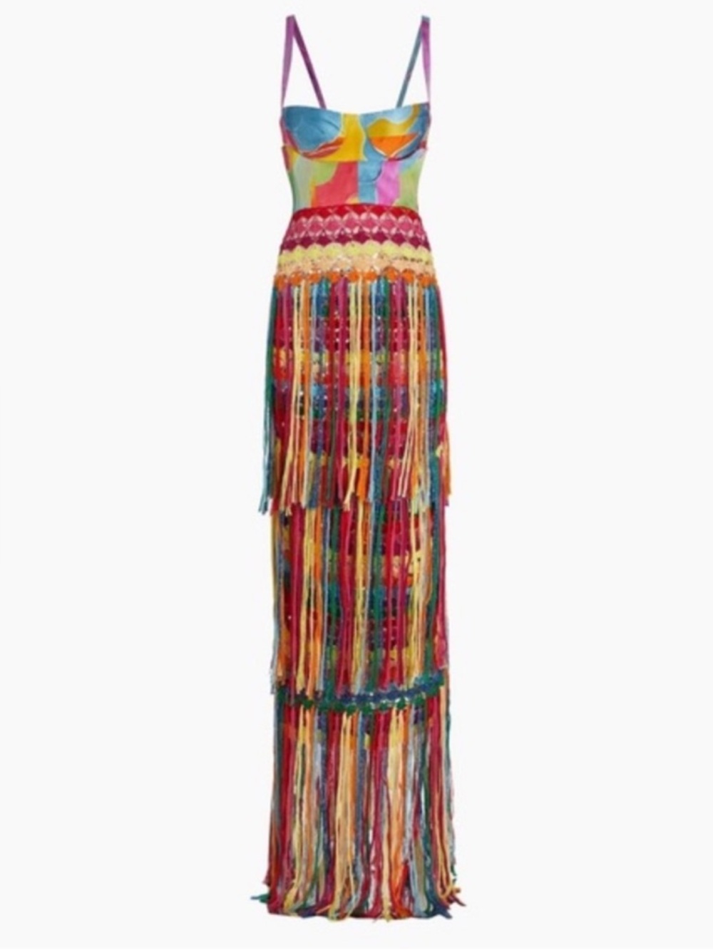 Alejandra Alonso Rojas Fringe-Trim Silk Gown